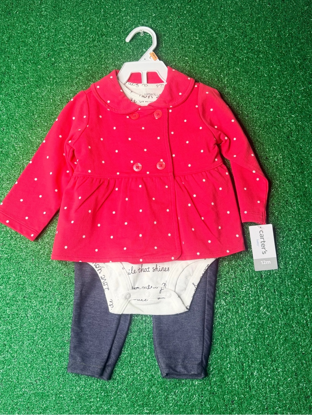 Carter's White Script & Bright Pink Baby Bottoms